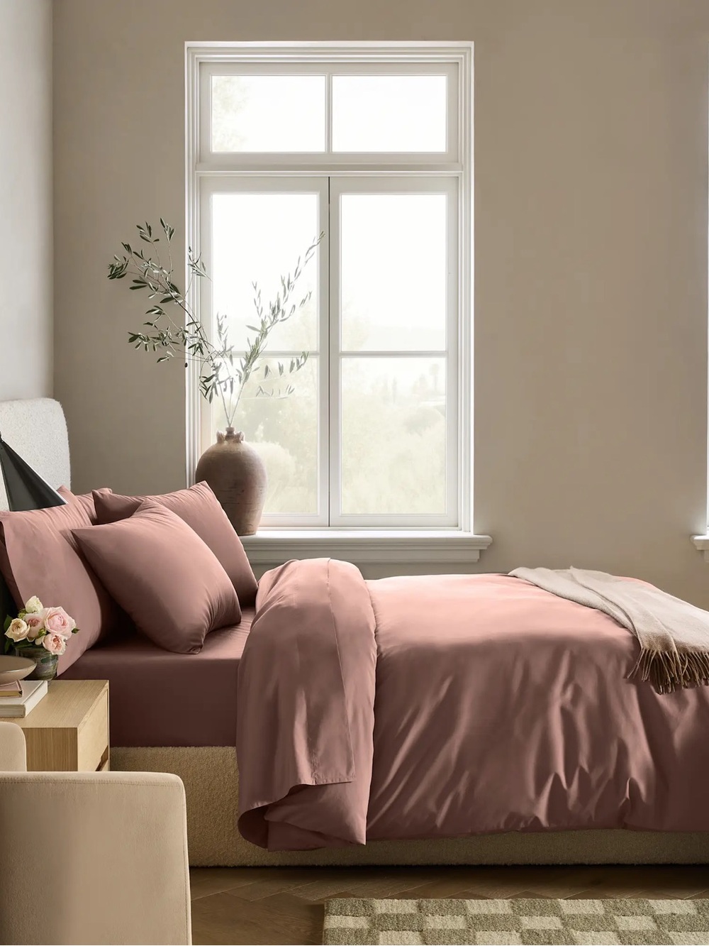 NWT Quince Crisp Percale Organic Cotton Duvet Cover w Shams - Fig, Full/Queen